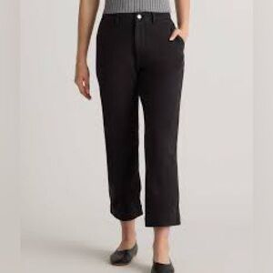 Quince Organic Stretch Cotton Twill Straight Leg Cropped Pant in Black - Size 2